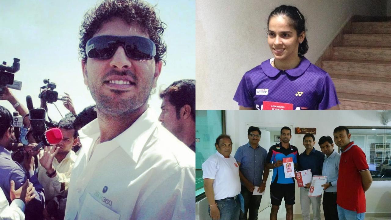 A collage of India sports stars who attended the blood drive