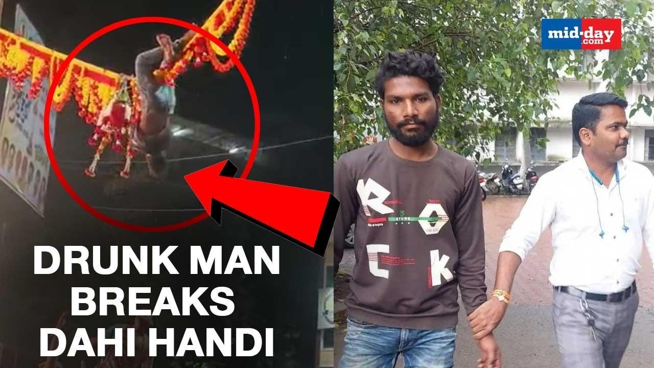Watch: Drunk Man Climbs The Tower To Break 80 Feet High Dahi Handi