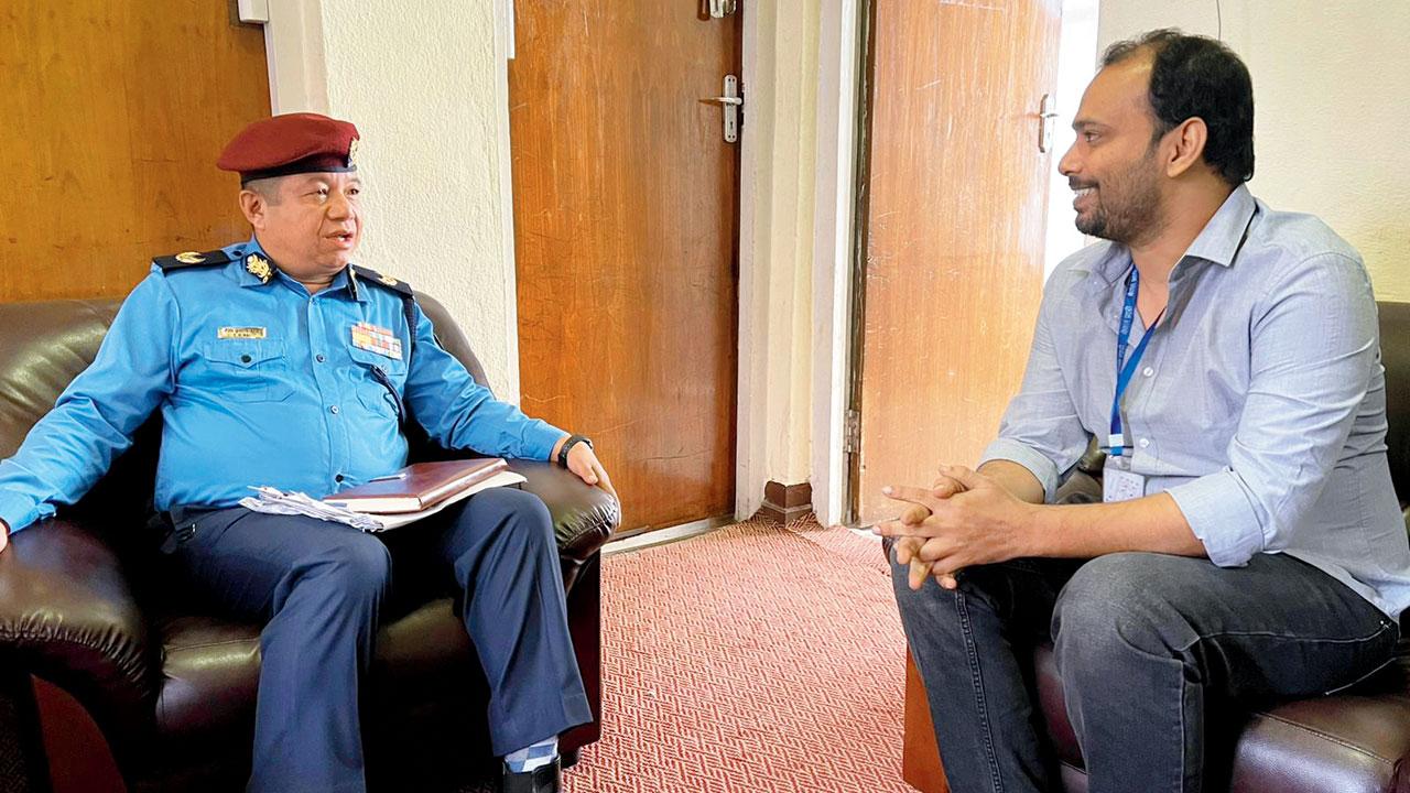mid-day’s Faizan Khan with DIG Tek Prasad Rai at the Nepal police headquarters in Kathmandu