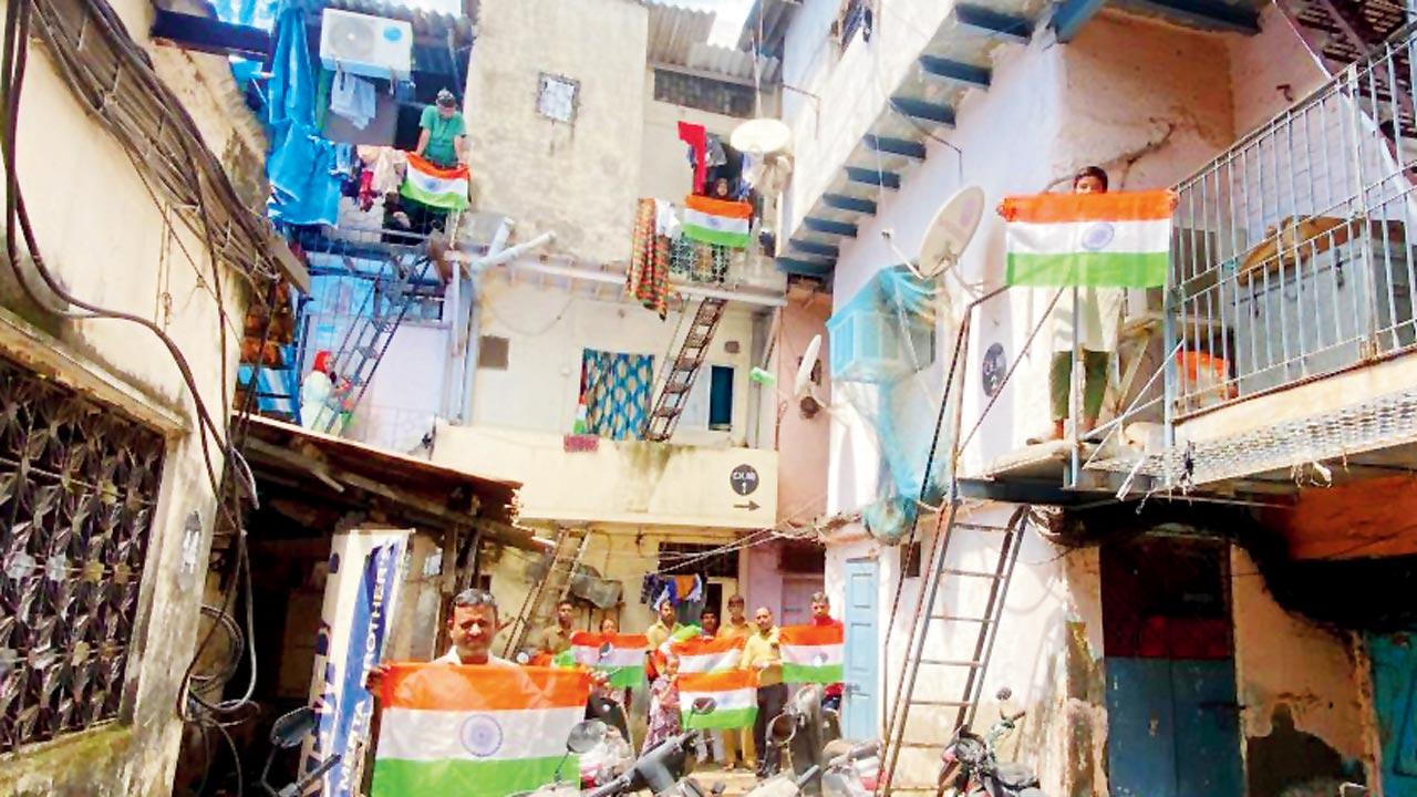 Polyester-made flags distributed by BMC officials to Byculla residents. The civic body undertook the drive across several parts of Mumbai. Pic/Shadab Khan