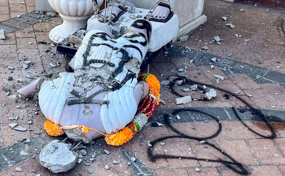 Mahatma Gandhi statue outside Hindu temple in New York vandalised