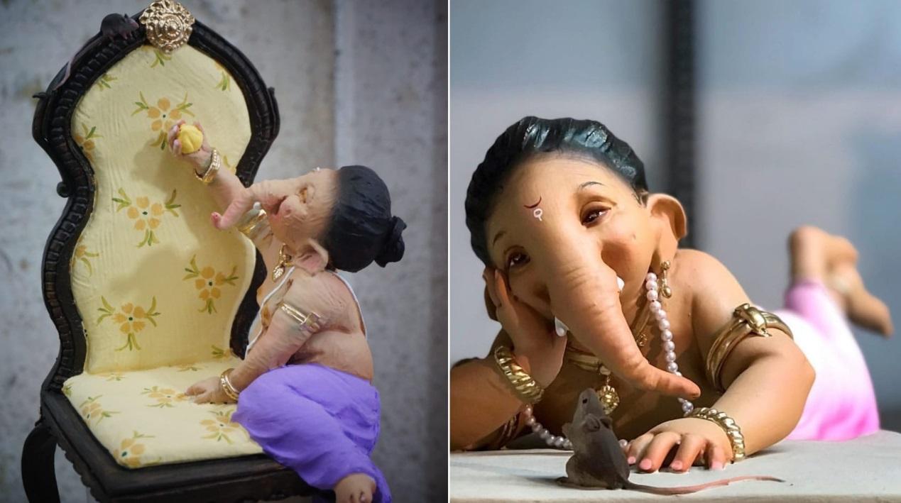 Since 2017, he started creating one for his home with clay and uses different kinds of concepts involving Lord Ganesha, his mouse and a modak. Photo Courtesy: Ganesh Satyanarayan Dusa
