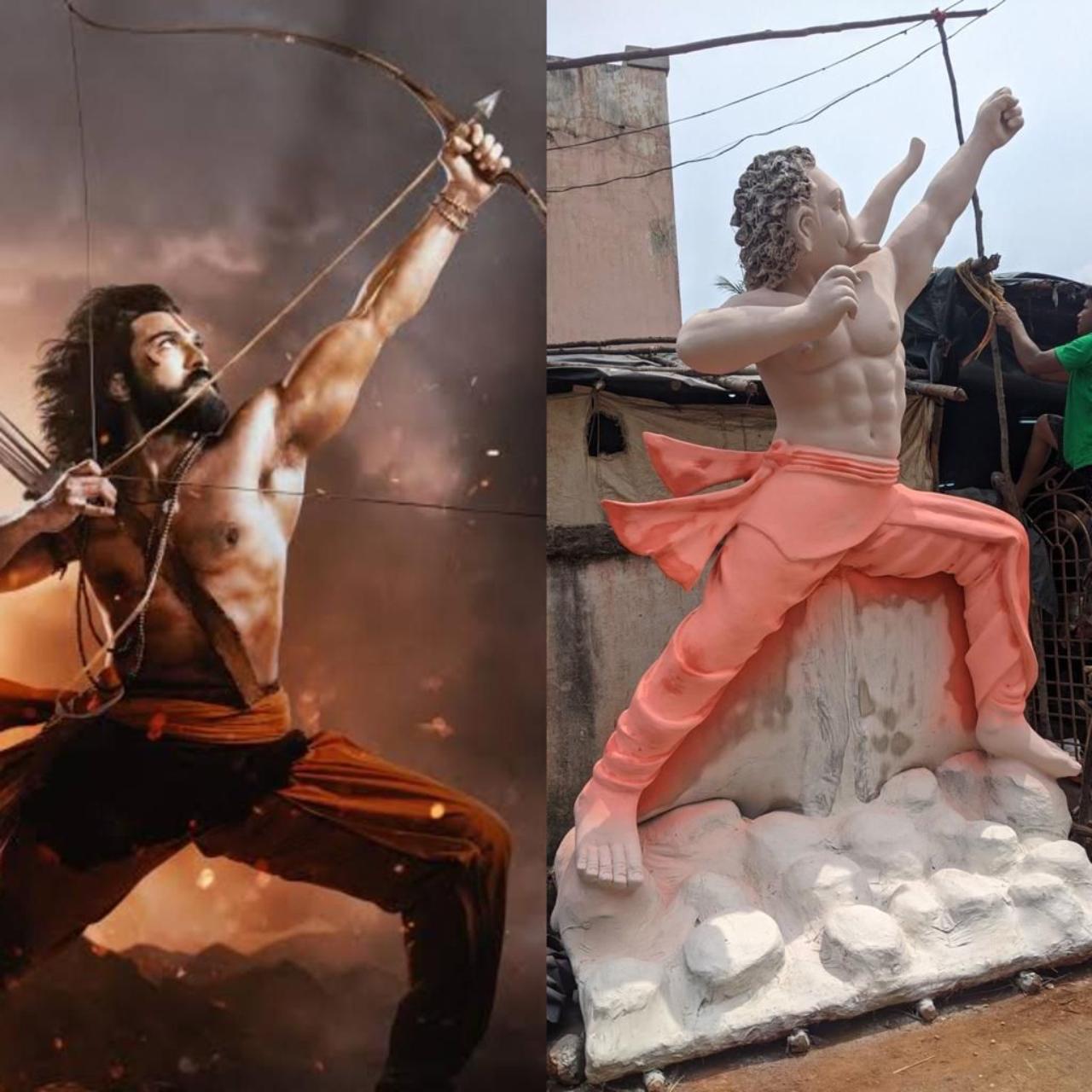 Ram Charan's RRR character, however, seem to have a larger craze this festive season. Sculptures in various poses of his character's warrior pose have been inspirational for sculptors this season