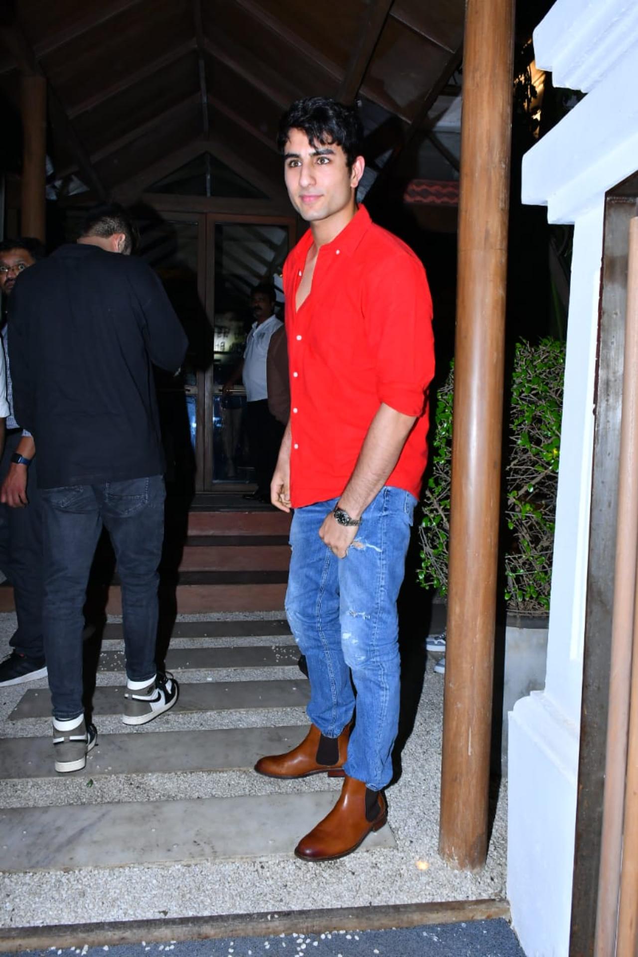 Saif Ali Khan and Amrita Singh's son Ibrahim Ali Khan was also present at the party. Dressed in a bright red shirt and jeans, the young man was seen posing for the paparazzi before he headed into the party. Ibrahim recently worked as an assistant to Karan on his upcoming film 'Rocky Aur Rani Ki Prem Kahani'