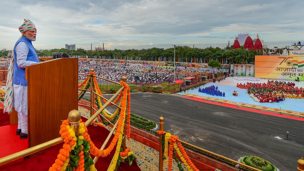 PM Modi addresses the nation from the ramparts of the Red Fort on the occasion of Independence Day on August 15, 2022