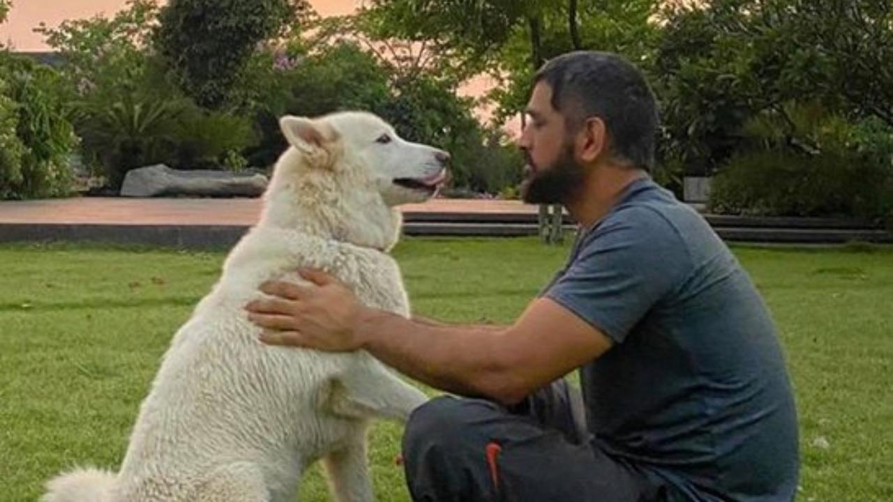 Former Team India captain MS Dhoni poses with his 'best friend'