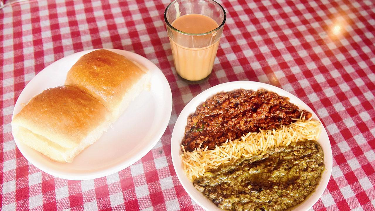 Special tiranga kheema, pav and Irani chai that the cafe is serving today. Pics/Shadab Khan
