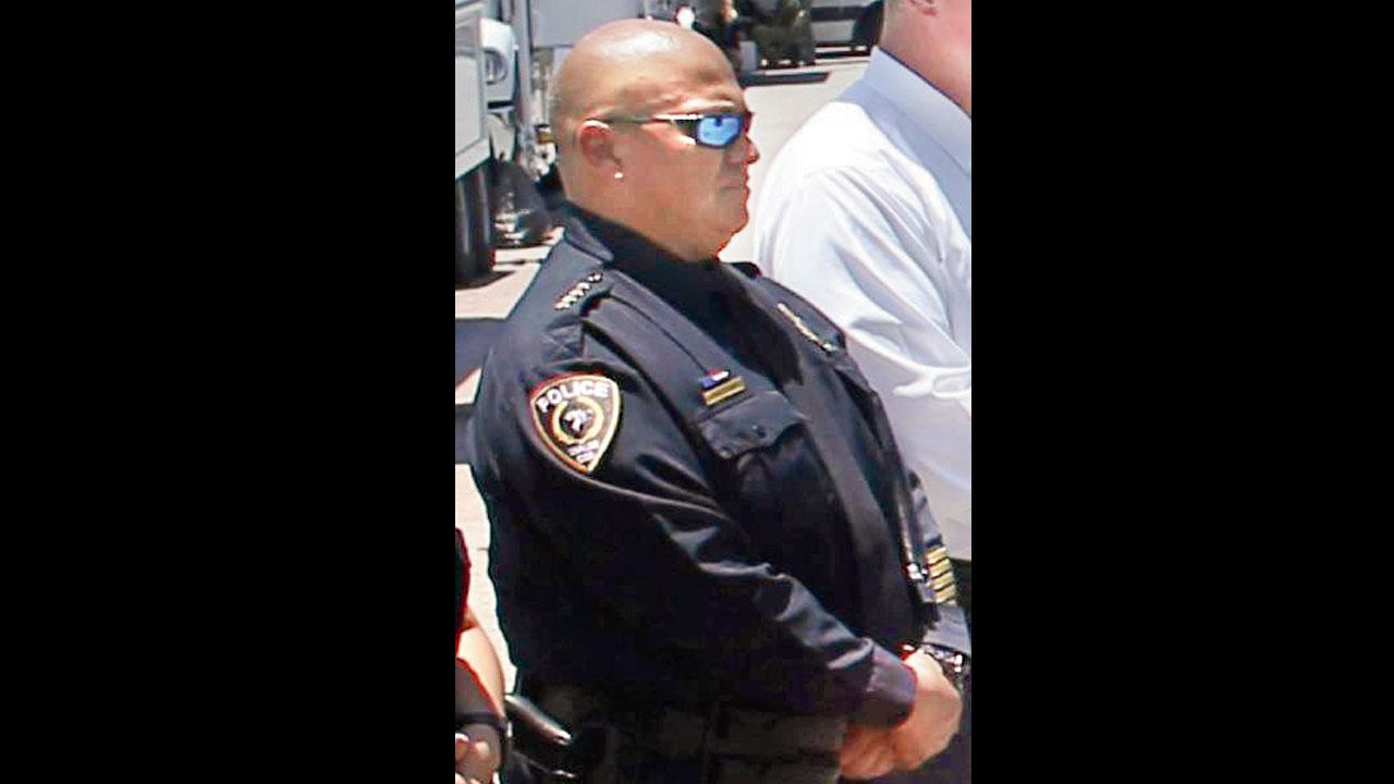 Uvalde School Police Chief Pete Arredondo at a news conference after the massacre
