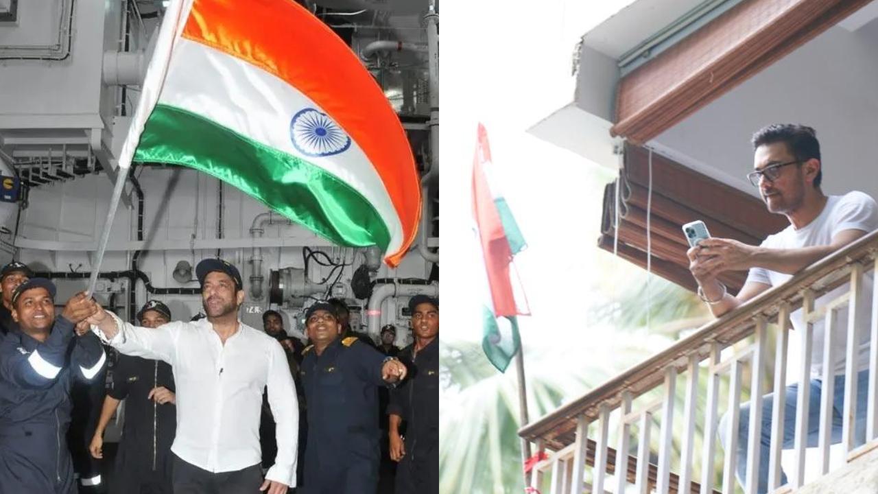 Salman spends day with Indian Navy; Aamir hoists tricolour at his house