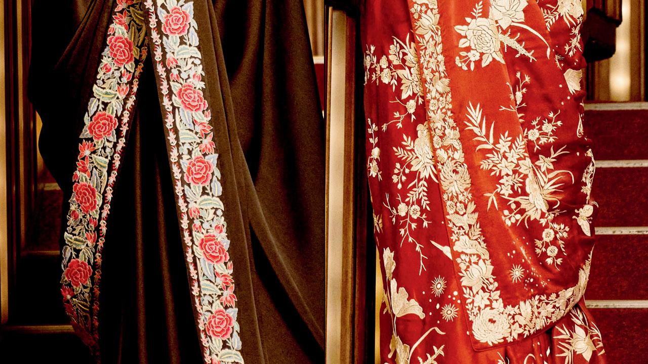 Close-ups of the Parsi gara design on the sarees. Pics COURTESY/ASHDEEN