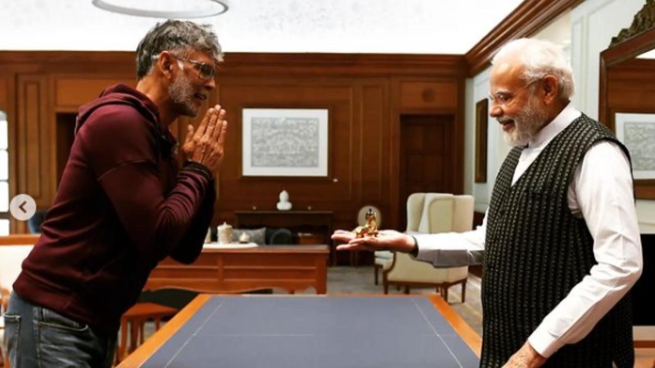 Milind Soman thanks PM Modi for encouraging people to take up Yoga; gifts him Balakrishna idol