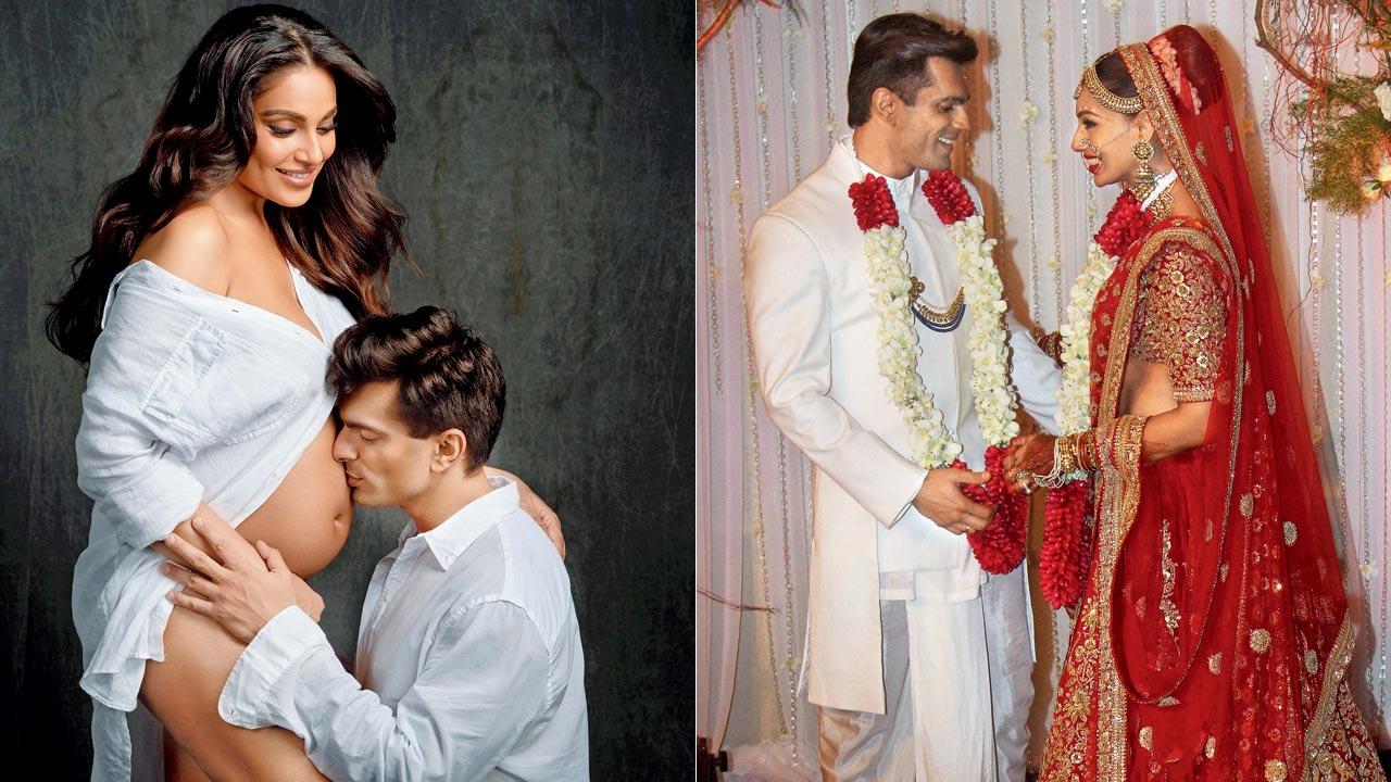 Bipasha Basu with husband Karan Singh Grover; (right) Actors Bipasha Basu and Karan Singh Grover were married in 2016 in a traditional Bengali wedding ceremony. Pic/Getty Images