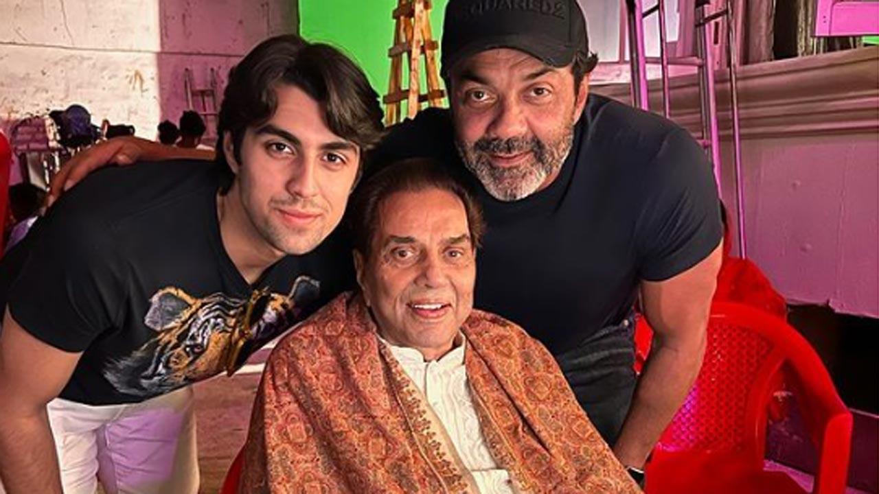 Bobby Deol pays surprise visit to father Dharmendra on the sets of 'Rocky Aur Rani Ki Prem Kahani'