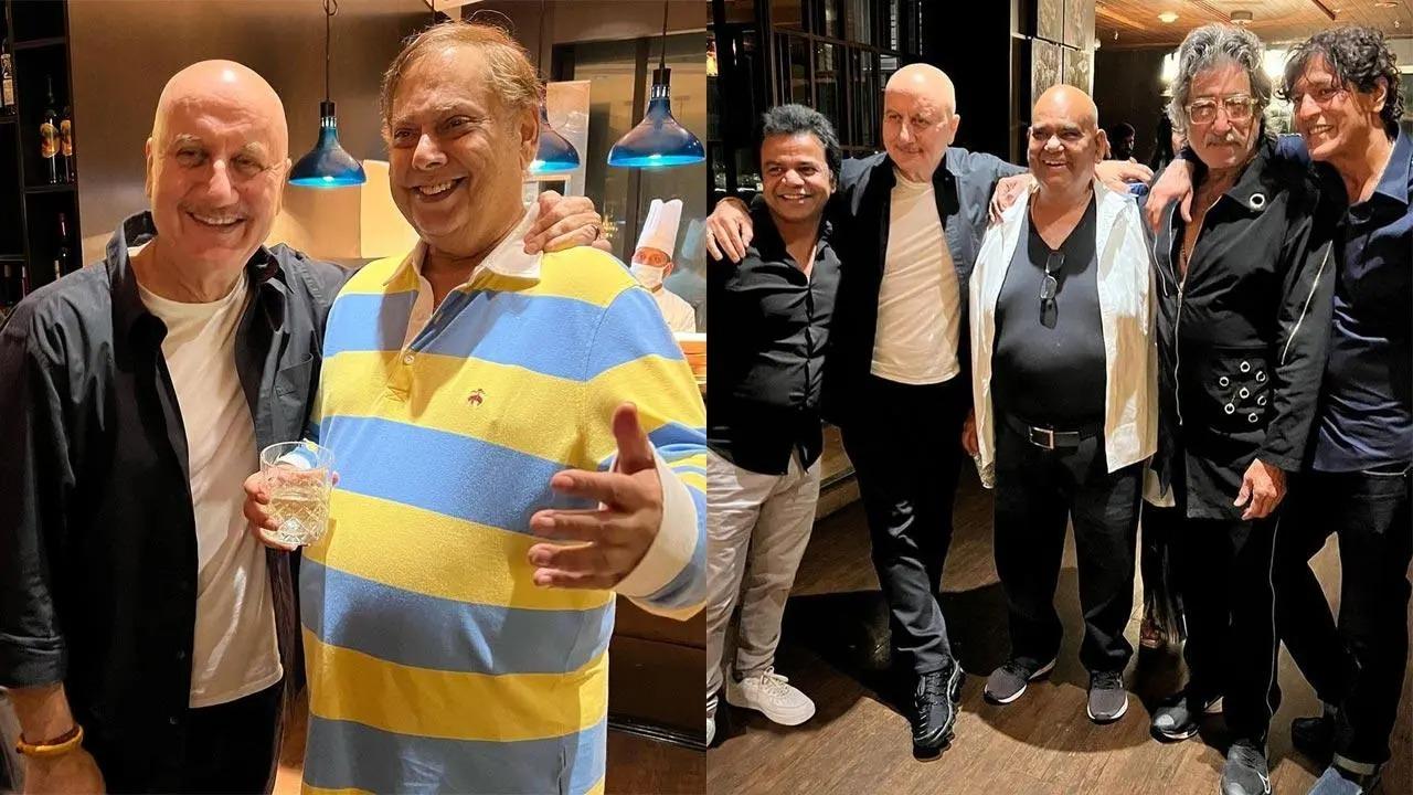 Bollywood actor Anupam Kher, on Tuesday, shared a happy group picture from director David Dhawan's 71st birthday bash in Mumbai. View all photos here