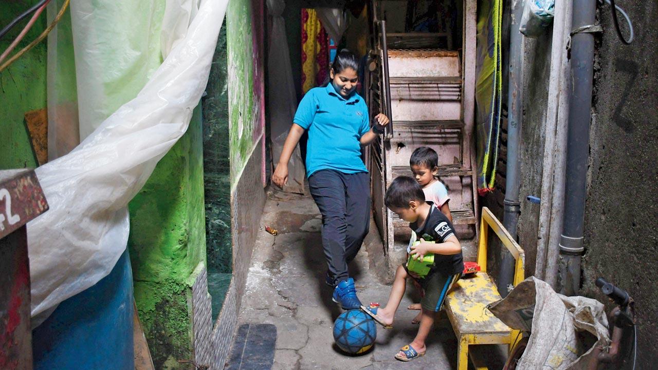 Gulafshan Ansari, football coach at Don Bosco and founder of Dreaming In a Slum foundation, was concerned about the suspension of AIFF. She says parents of the slum children she coaches would’ve questioned the logic behind training if there was no apparent future in the sport internationally. It is demoralising for all players, Ansari had said. Pictured here at her home near the fisherman colony in Mahim. Pic/Ashish Raje