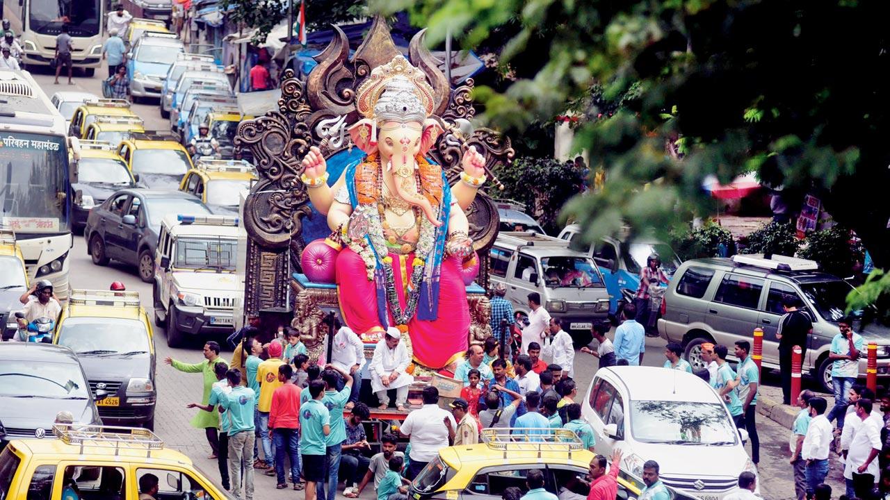 A Ganpati procession at Dadar