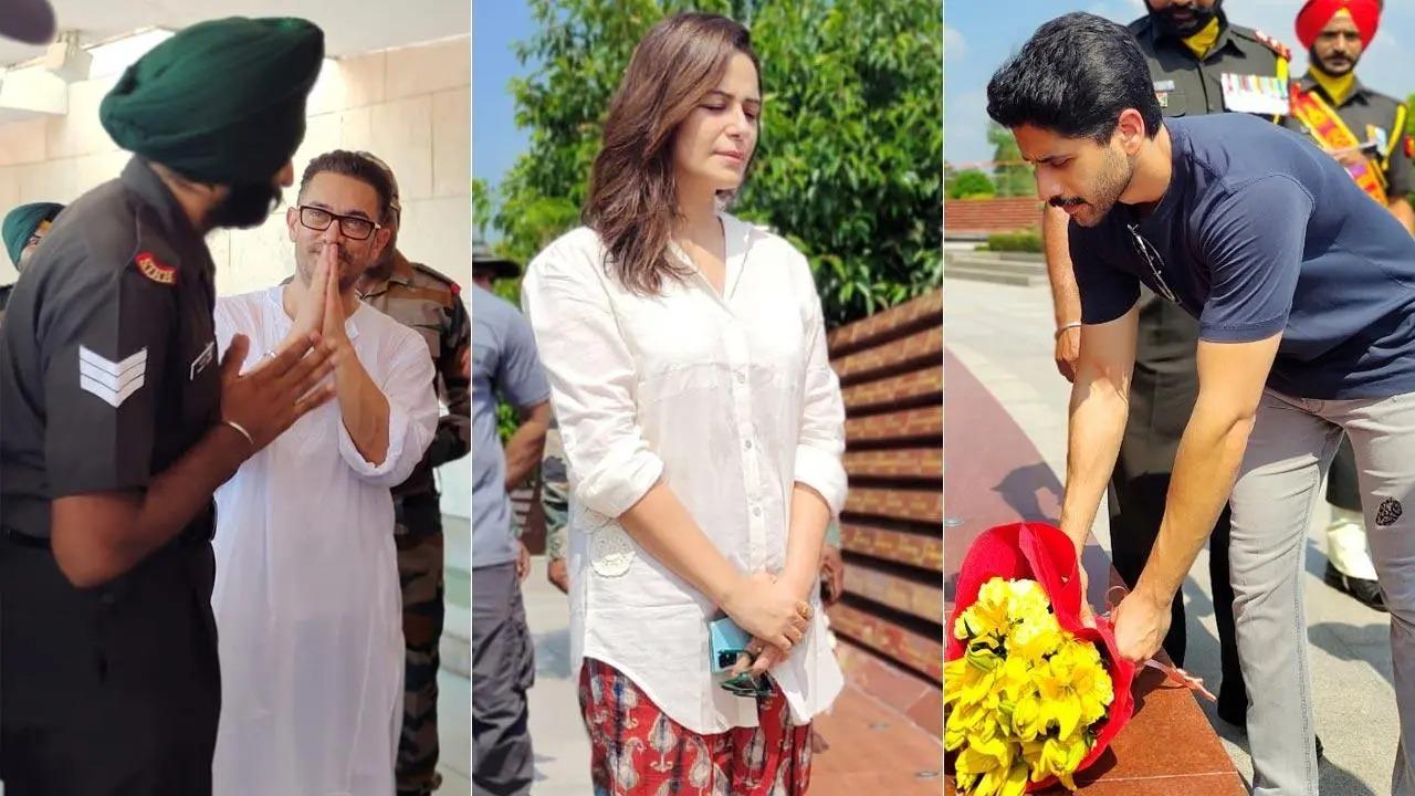 Ahead of the release of 'Laal Singh Chaddha', actors Aamir Khan, Mona Singh and Naga Chaitanya visited the National War Memorial in New Delhi on Tuesday. View all photos here