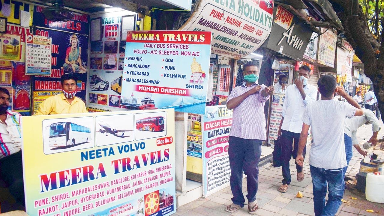 The office of a private bus operator which runs bus services to Goa, at Dadar. File pic