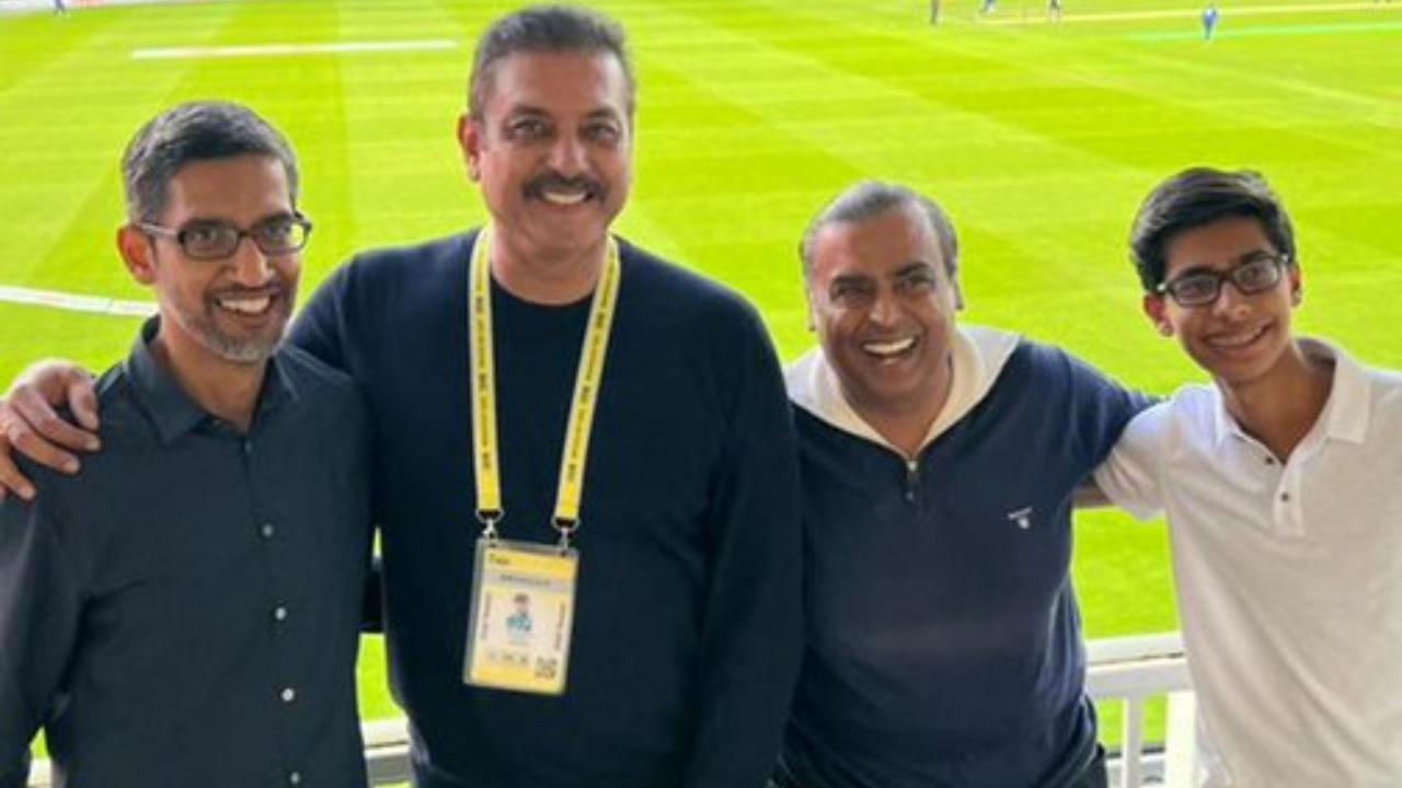 Ravi Shastri hangs out with Google CEO Sundar Pichai and Mukesh Ambani; Tweets pic