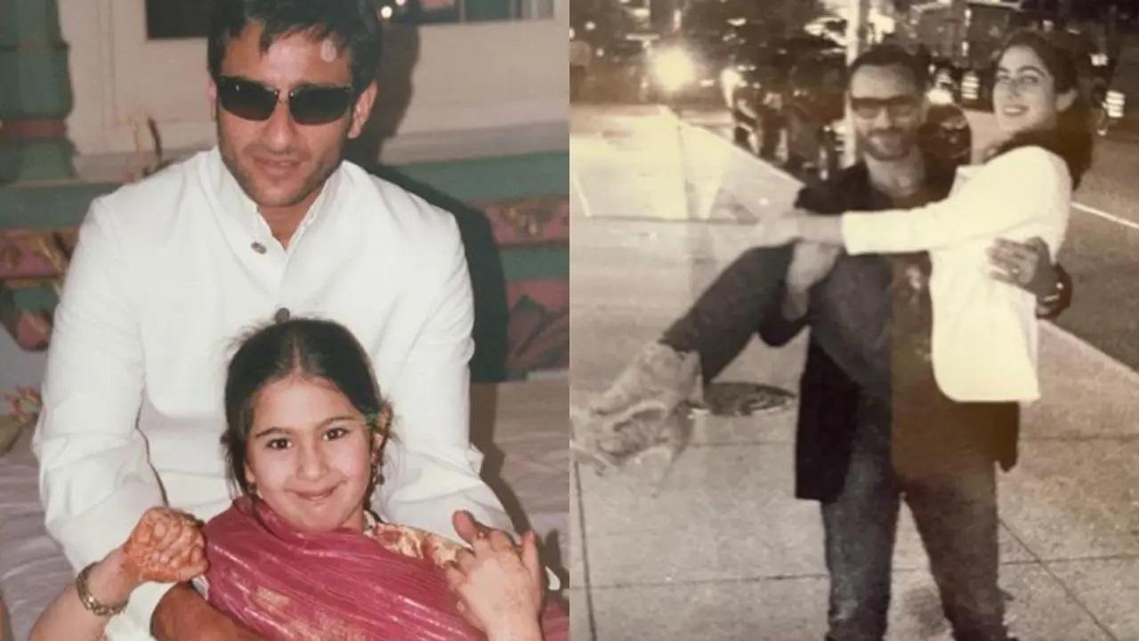 Sara Ali Khan posted a sweet birthday wish for her dad Saif Ali Khan with a couple of throwback pictures on her social media account. Taking to her Instagram handle, the 'Kedarnath' actor treated her fans with old pictures on the occasion of Saif's birthday. In the first picture, little Sara was seen with a pacifier and cutely looking at the camera while wrapped in the arms of her dad. Read full story here
 
