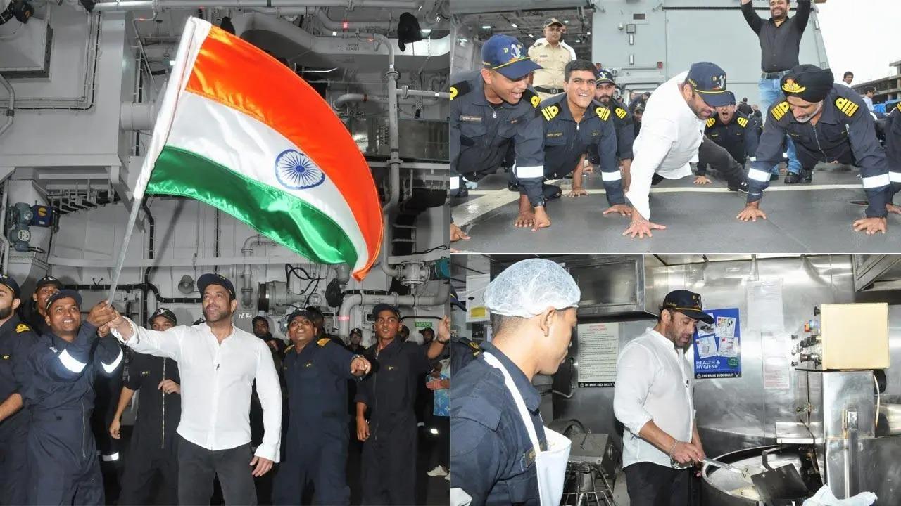 Salman Khan spends a day with the sailors on the State of the Art destroyer of the Indian Navy, The Visakhapatnam. View all photos here