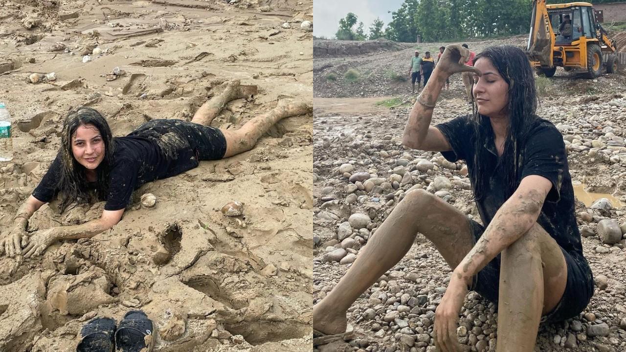 Pics: Shehnaaz Gill takes 'mud bath' at construction site