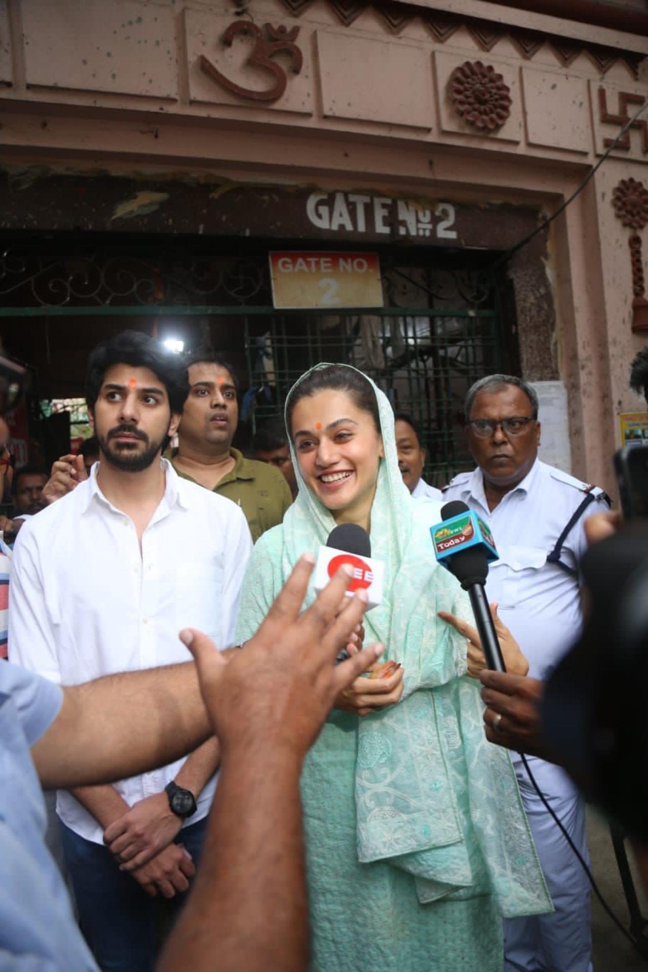 They interacted with the media outside the temple while sharing their excitement to see the reaction of the audience