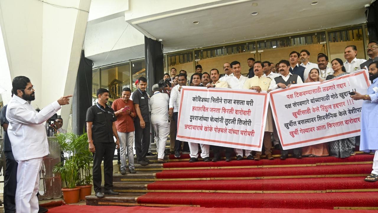 In photos: Oppn leaders-Shinde faction MLAs come face-to-face during protest