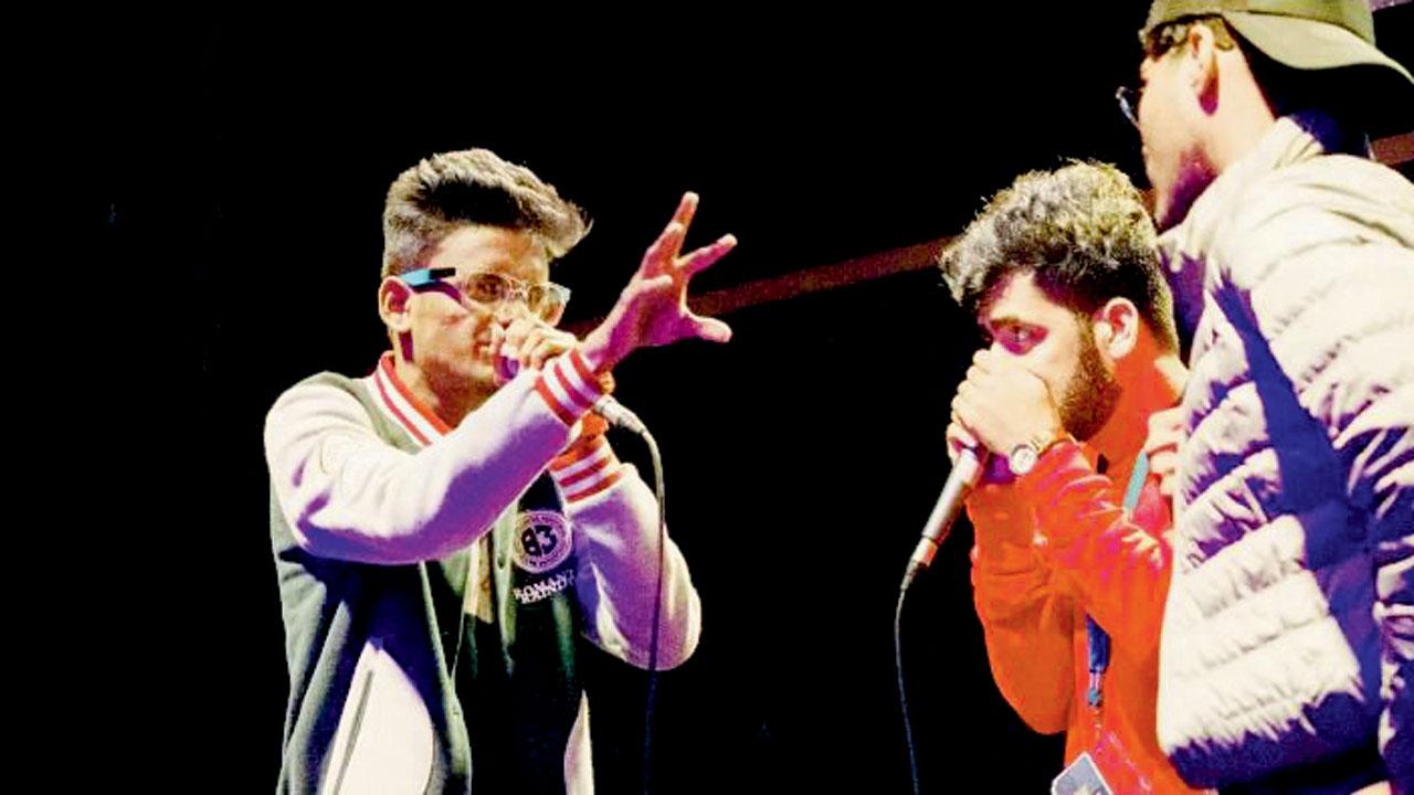 A beatboxer in action at a  previous battle