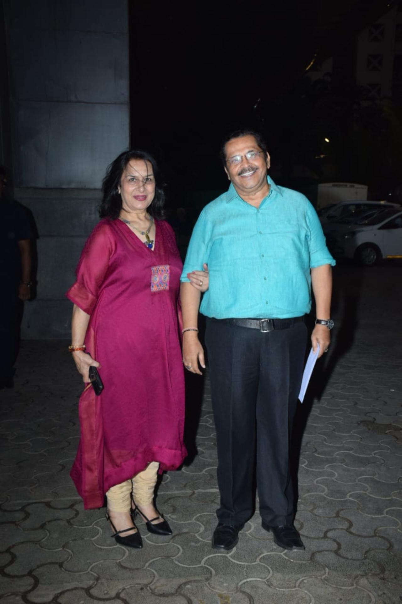 Tiku Talsania arrived for the screening with his wife. The actor was all smiles for the paparazzi before heading in for the screening