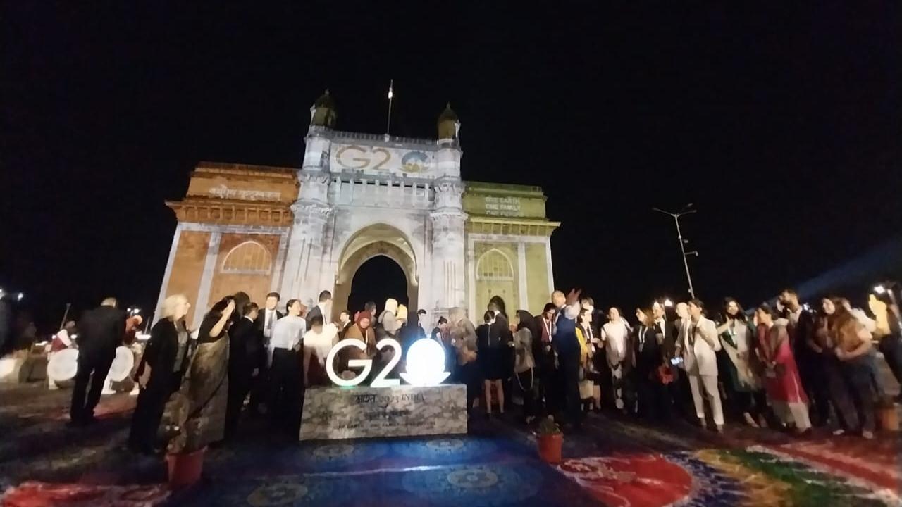 Huge crowds gathered at the Gateway of India on Tuesday to witness the decor and greet the G20 delegates.