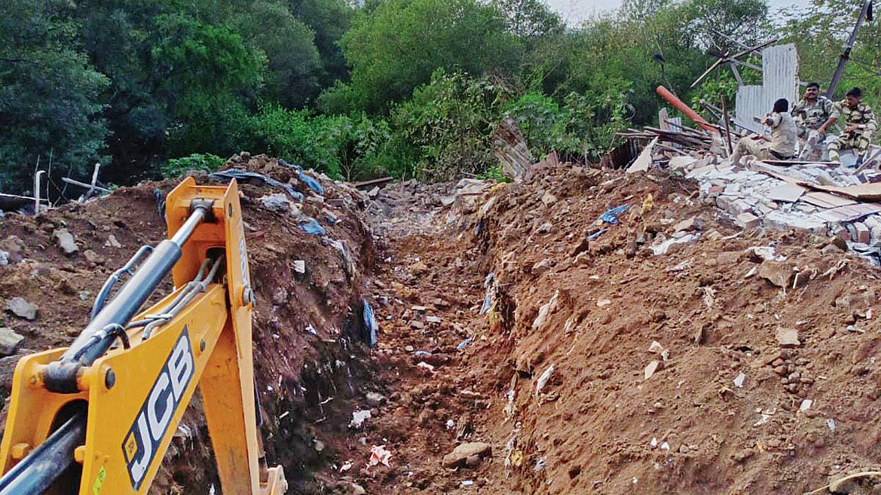 The pit dug up at the site