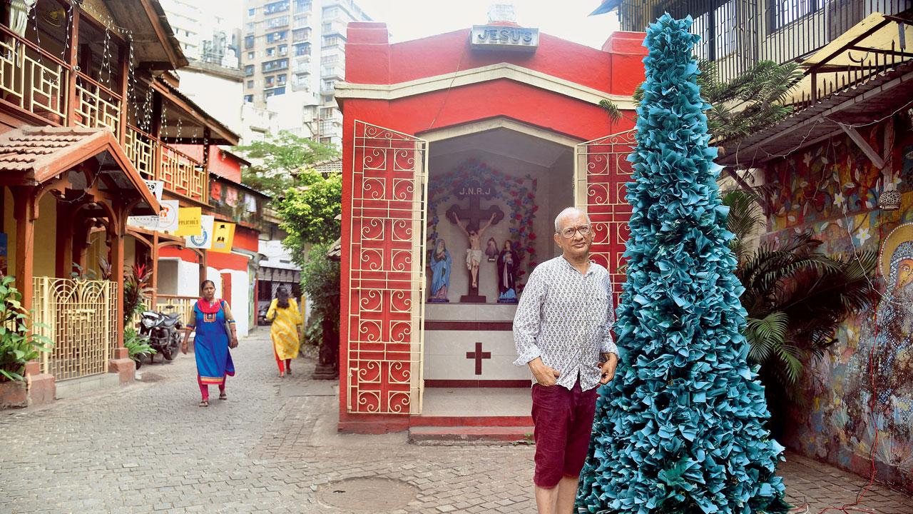 James Ferreira with his tree at Khotachiwadi. PIC/SHADAB KHAN