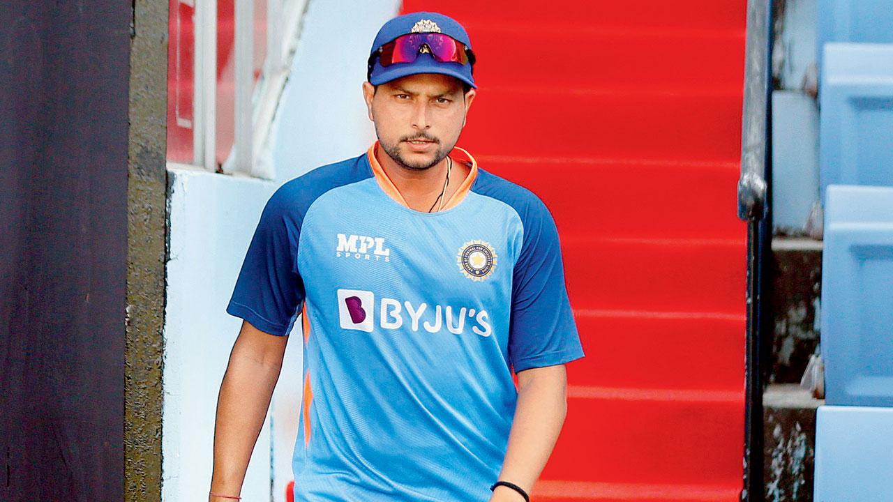 Kuldeep Yadav arrives at a practice session in Chittagong yesterday. Pic/AP, PTI