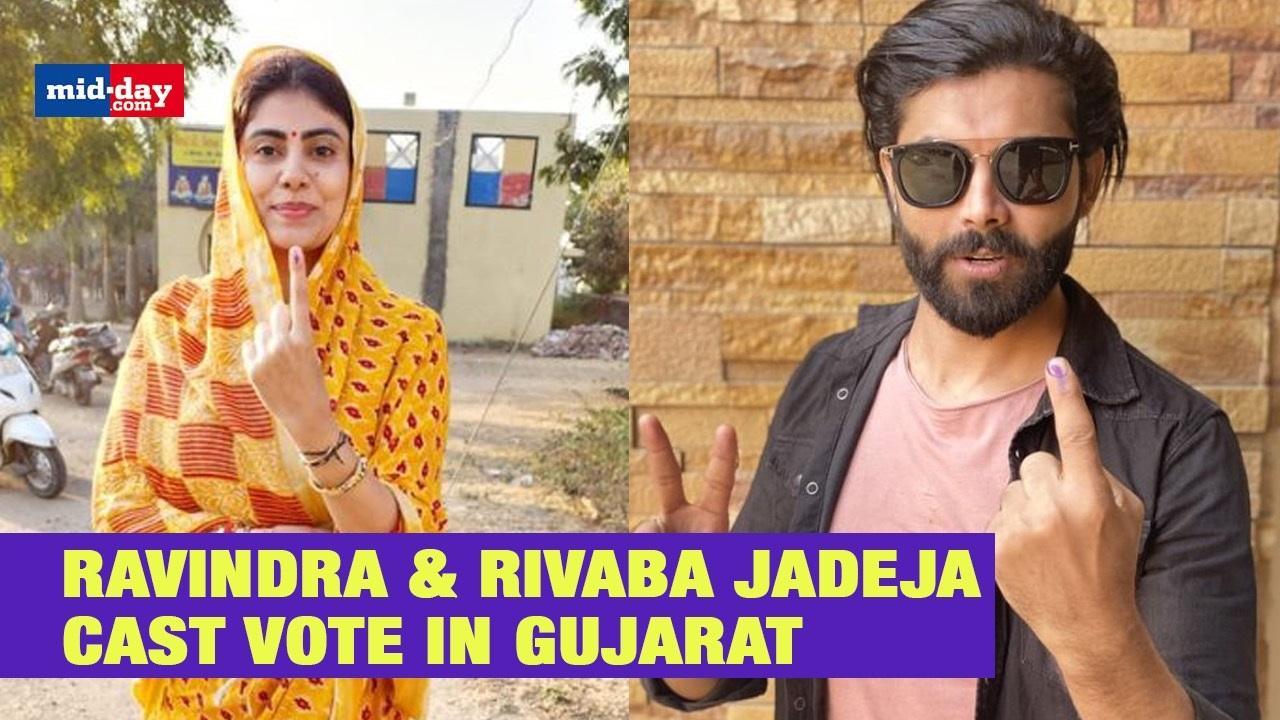 Cricketer Ravindra Jadeja & His Wife Rivaba Jadeja Cast Their Vote In Gujarat