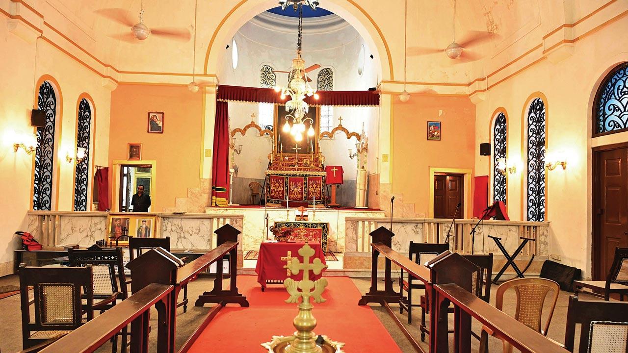 St Peter’s Armenian Church was built in 1796 by trader Jacob Petrus of Persia, in Fort. With a dwindling Armenian population in the city, its sister church, the Malankara Orthodox Syrian Church, was allowed to oversee and use the premises. Pic/Bipin Kokate