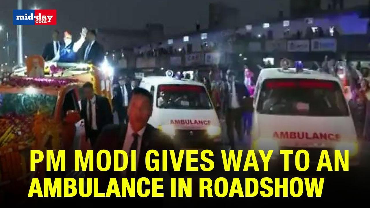Gujarat: PM Modi Gives Way To An Ambulance During His Roadshow