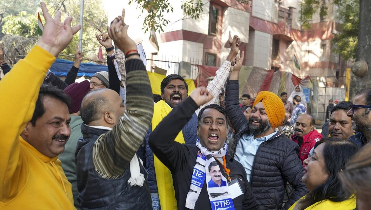 Delhi MCD poll result: Celebrations at AAP office after trends show party crossing halfway mark