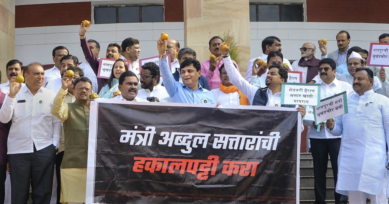 Maharashtra: Opposition stages protest in Vidhan Bhavan, demands minister Abdul Sattar's resignation