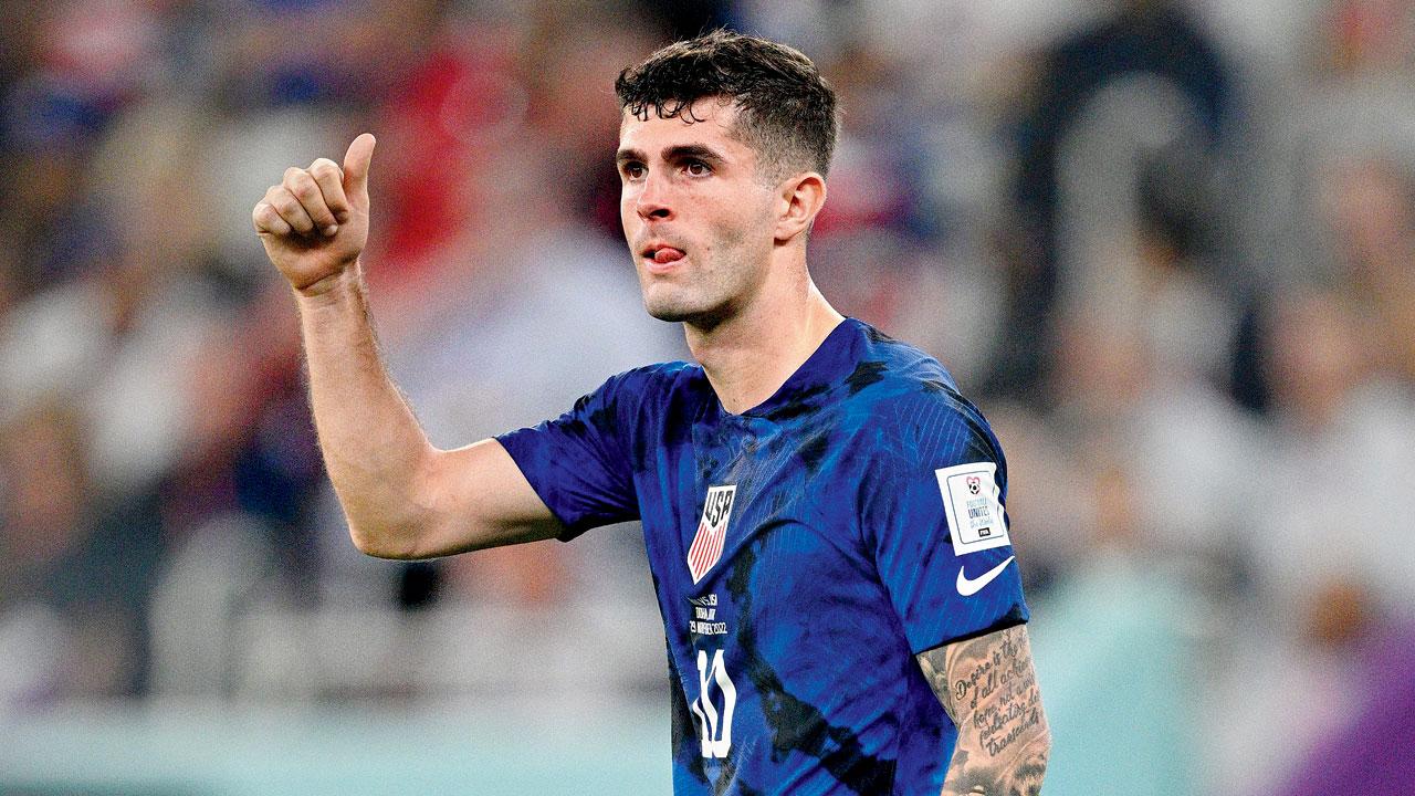 USA’s Christian Pulisic during the match against Iran on Tuesday. Pic/Getty Images