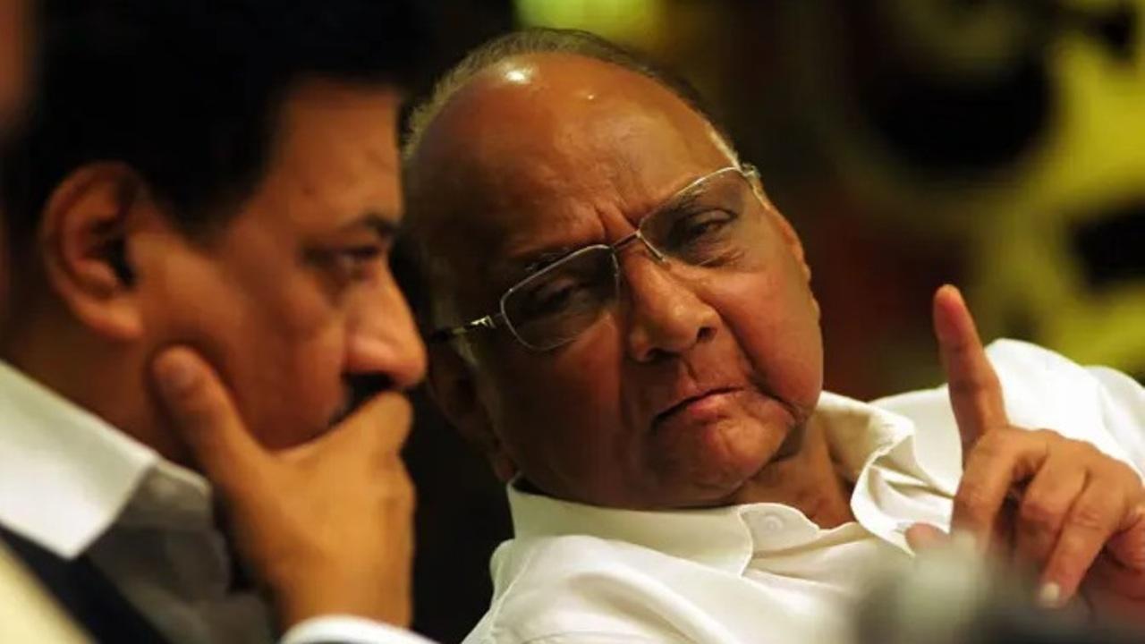 Sharad Pawar with former Maharashtra CM Prithviraj Chavan in Mumbai.