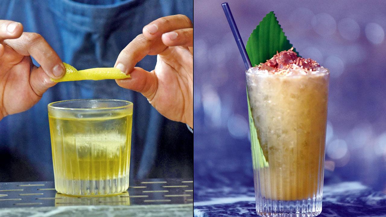 Sumit Patil, bartender at Americano, makes the White Negroni which has an inhouse suze (right) Space Monkey. Pics/Sameer Markande