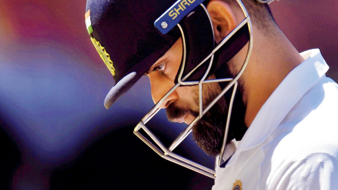India skipper Virat Kohli walks off after being dismissed on the third day of the first Test against Australia in Adelaide on December 19, 2020. PIC/AFP