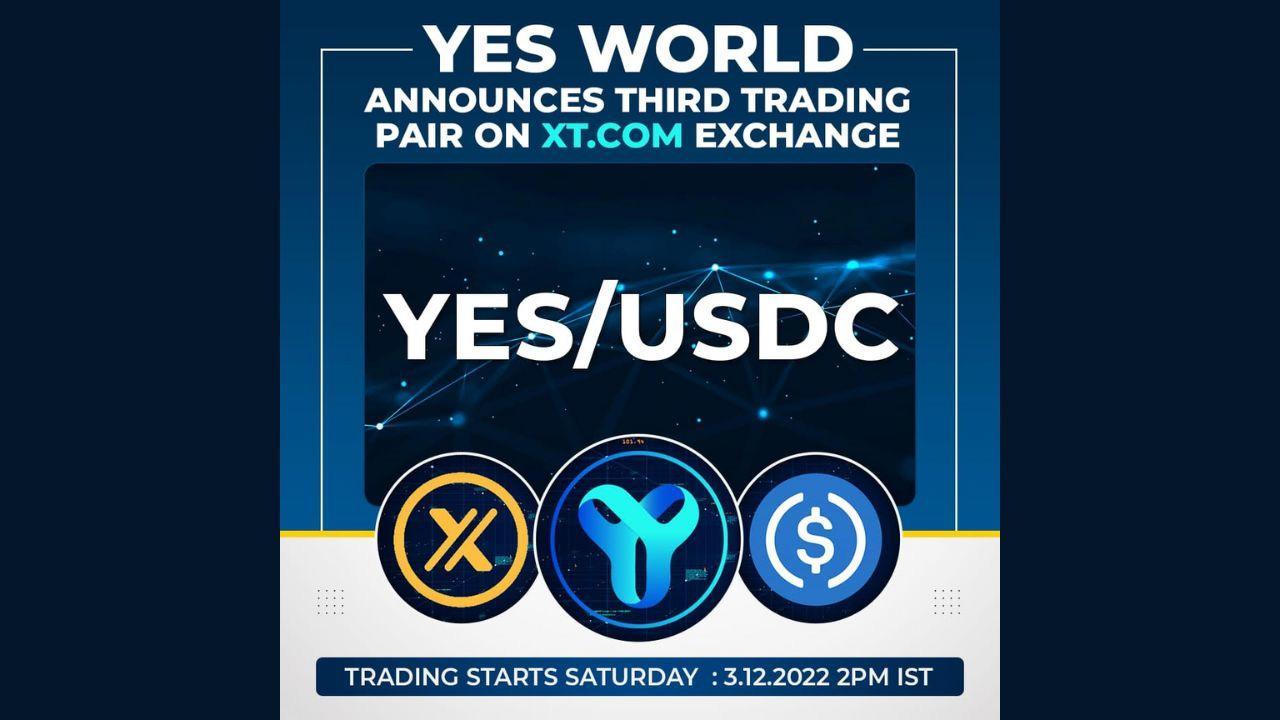 YES WORLD Token announces YES/USDC Trading Pair on XT.com Exchange