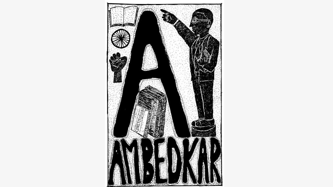 An artwork from Sunil Awachar’s Alphabets of Anti-caste 
