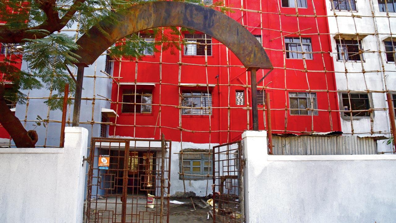 The building which is undergoing repairs