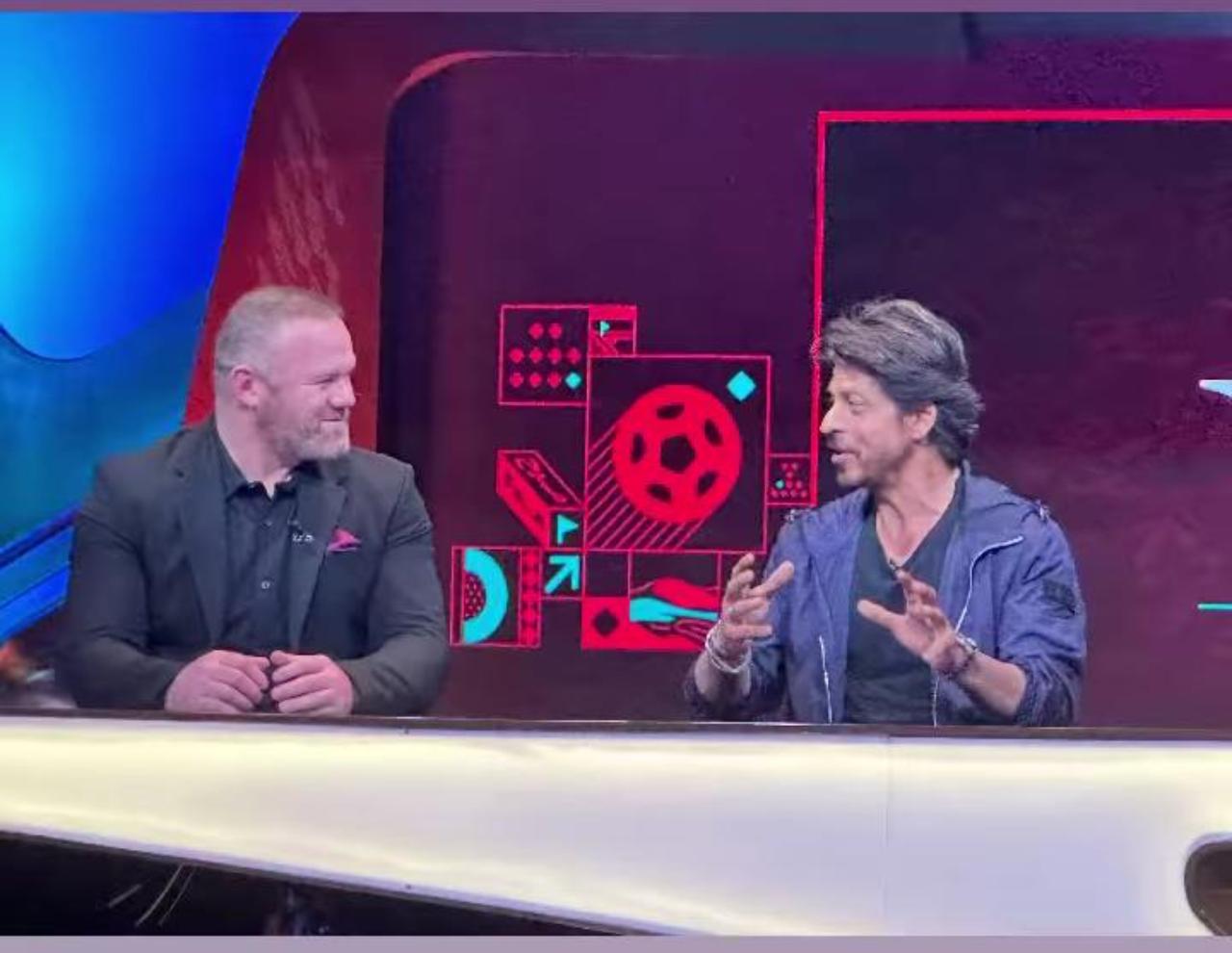 Shah Rukh Khan attended the pre-match interaction at Jio Studios along with Wayne Rooney. The actor promoted his upcoming film Pathaan and also talked football