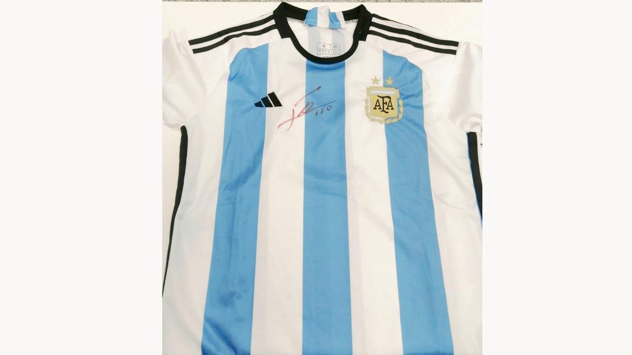 A Lionel Messi-autographed jersey