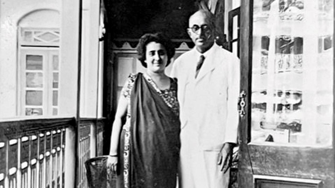Dr Rustom Cooper with his wife Minnie on the verandah of their Cumballa Hill home