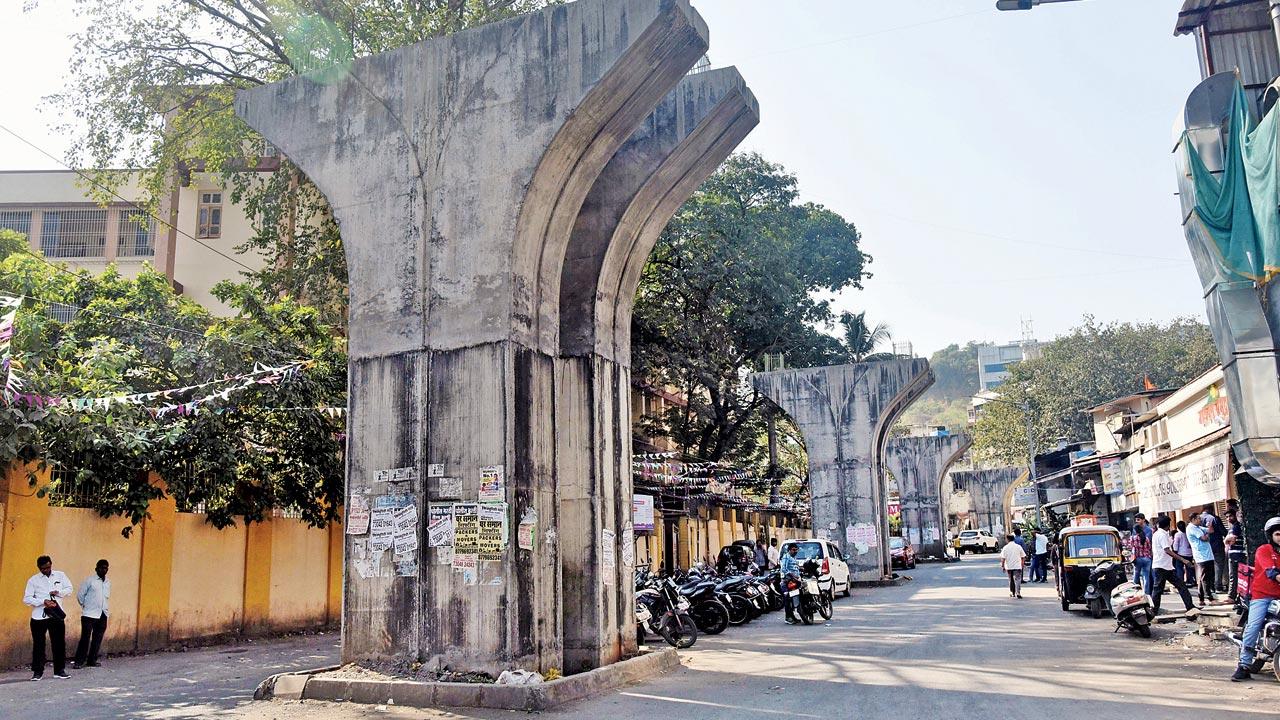 The pillars for the Vikhroli east-west bridge have been constructed. File pic